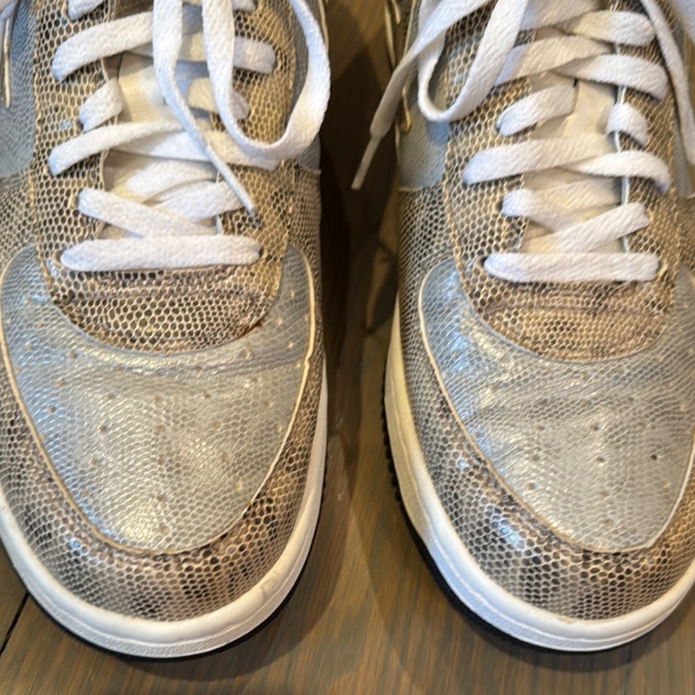Bape Snake Print Sneakers - White and Gold - Picture 2 of 7